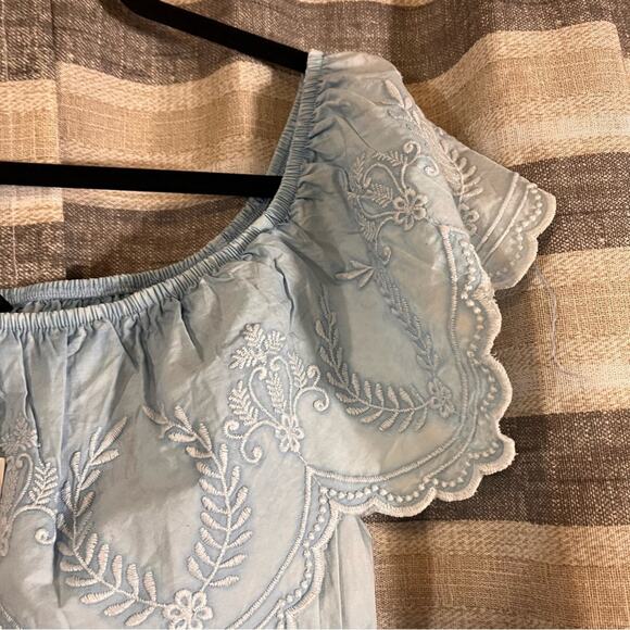 Sim‎ & Sam Blue Chambray Crop Top Size XL - Picture 4 of 8